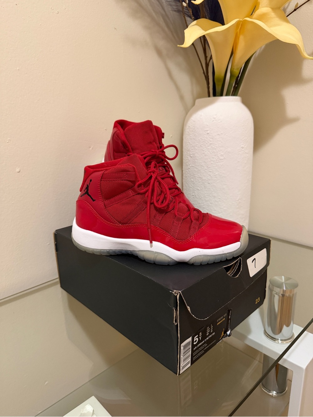 Jordan Kids Red High-Top Sneakers with White Midsole